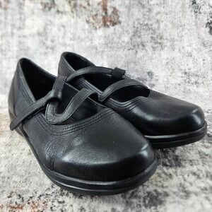 APEX Mary Jane Comfort Shoes Womens 8 Wide Black Leather Classic Strap Stretch
